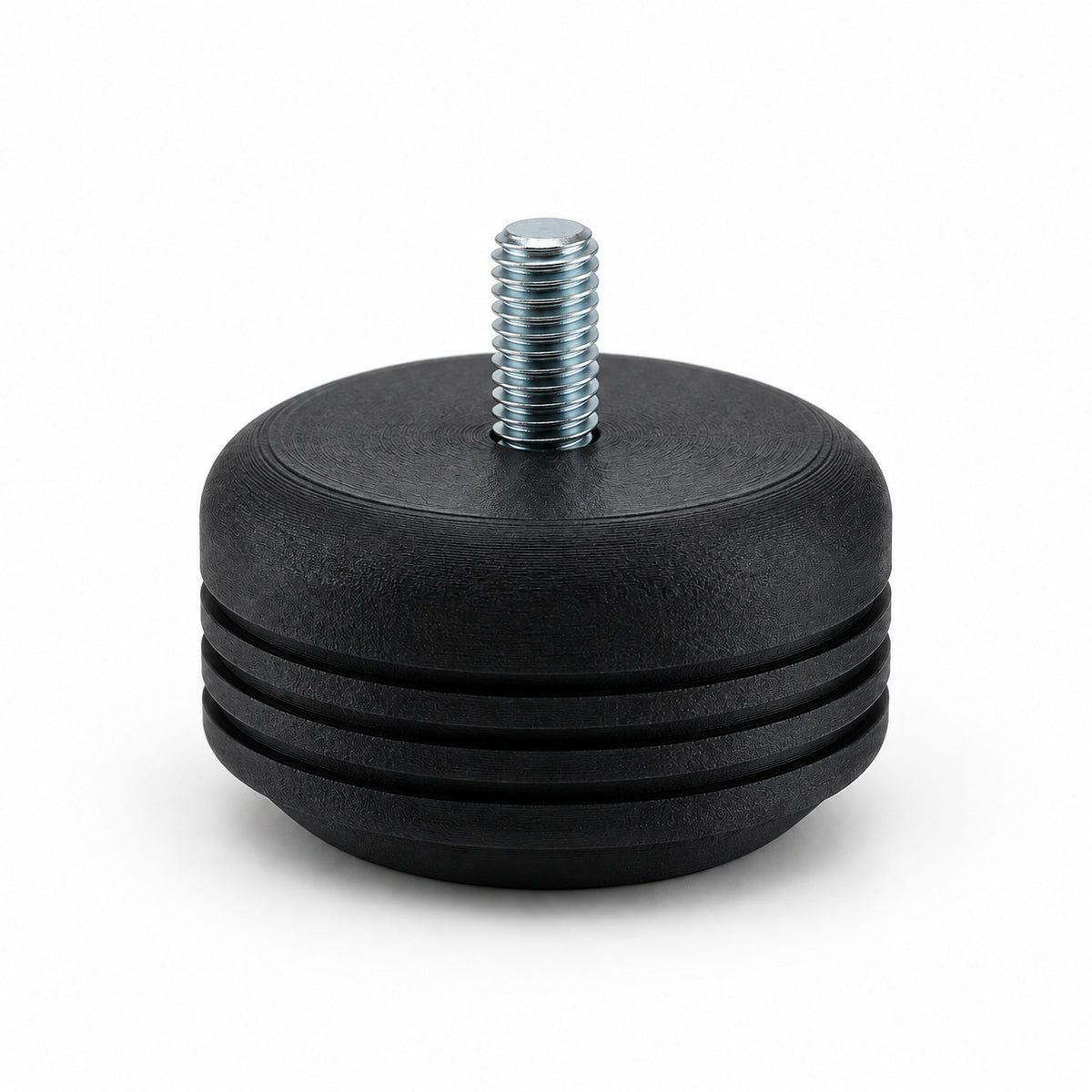 BassGuard Compact dempefot med avrundet topp, tre riller og sentrert gjengefeste.
